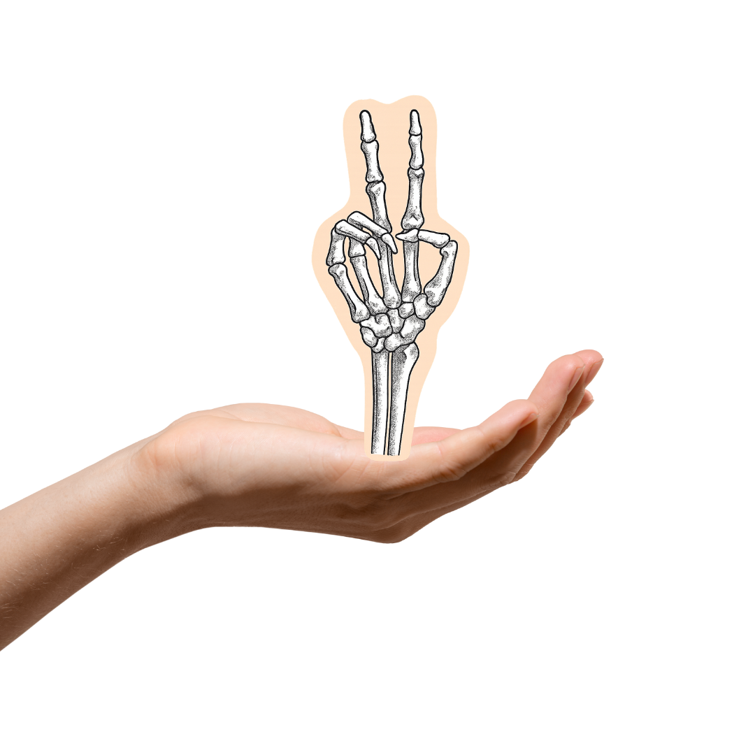 Skelton Hand Peace Sign sticker
