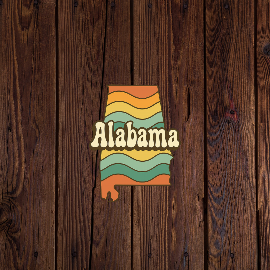 Retro State of Alabama Sticker