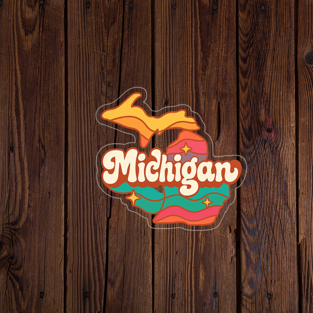 Retro State of Michigan Sticker