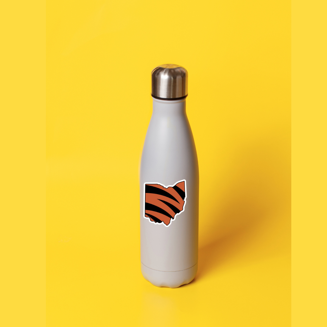 Orange and Black Bengal Stripes Ohio Sticker