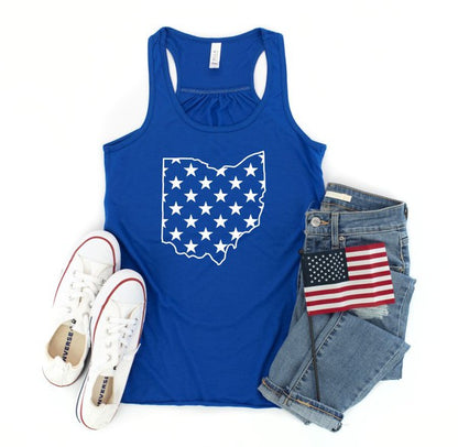 Ohio Outline with Stars Bella Canvas Tank