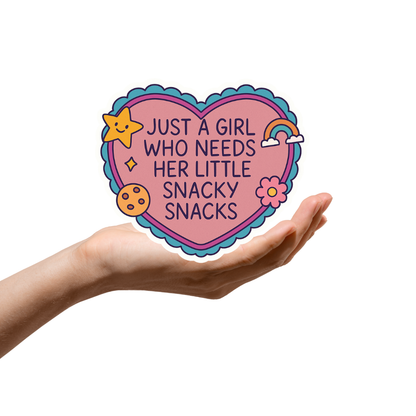 Just a girl who needs her snacks funny sticker