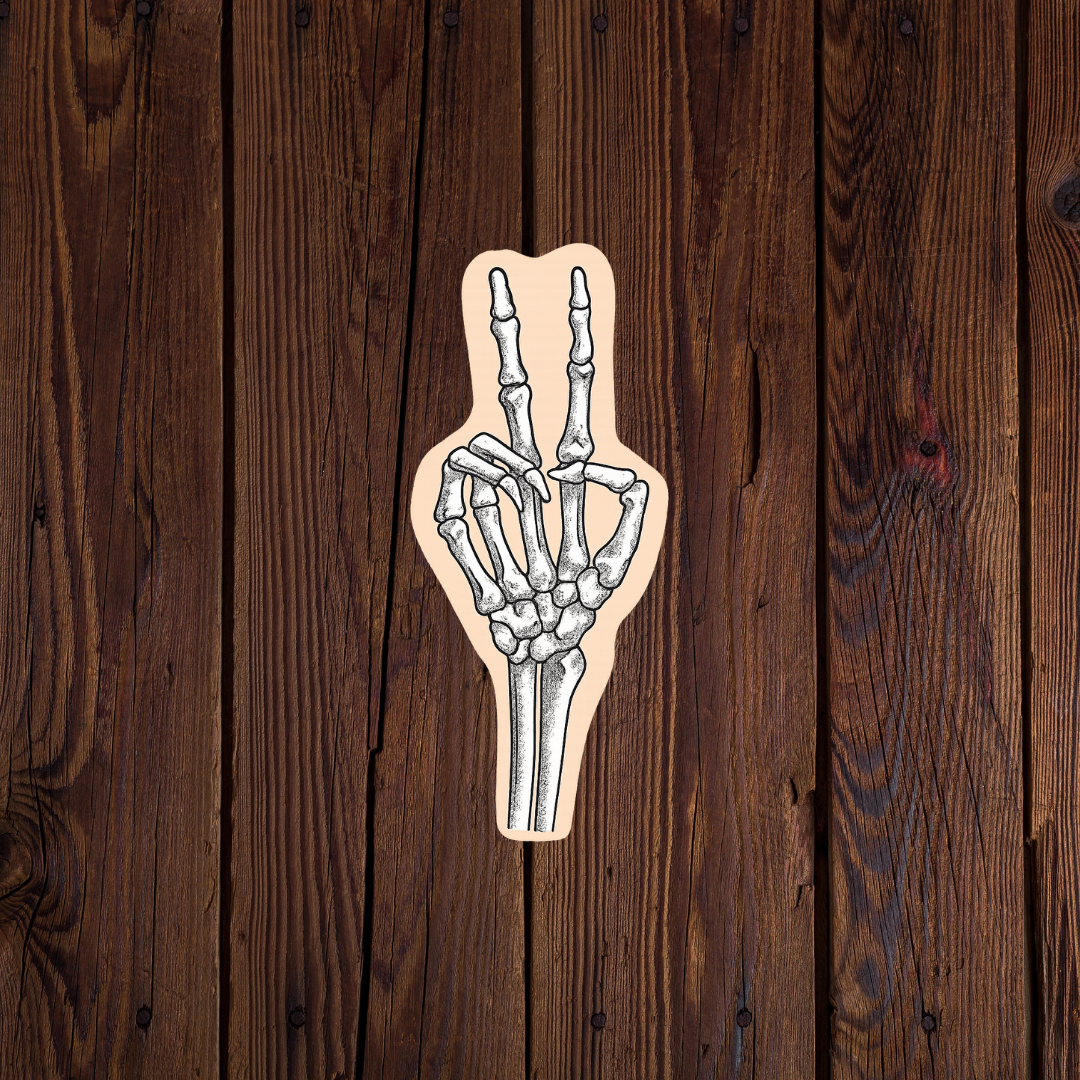Skelton Hand Peace Sign sticker