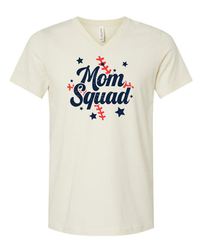 Mom Squad V Neck Baseball Tee