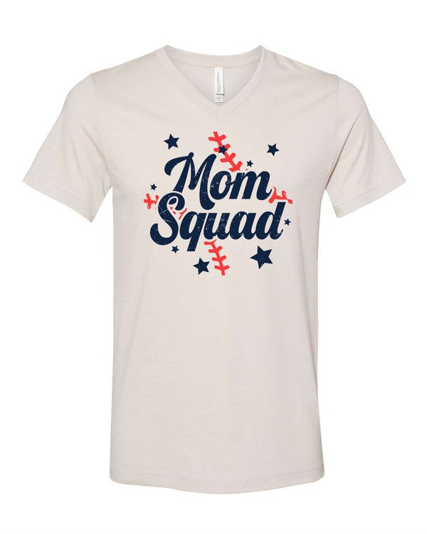 Mom Squad V Neck Baseball Tee