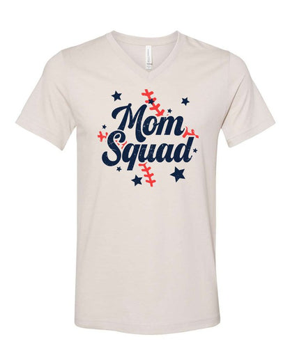 Mom Squad V Neck Baseball Tee