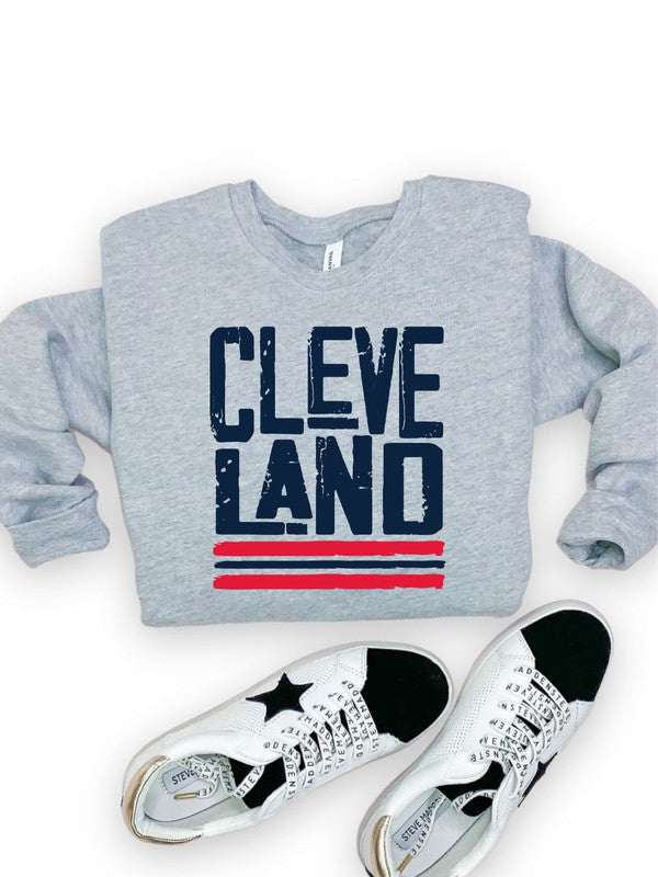 Red/Blue Cleveland Game Day Crew Sweatshirt