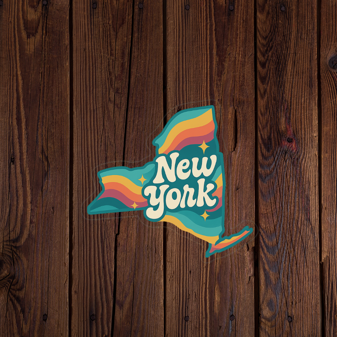 Retro State of New York Sticker
