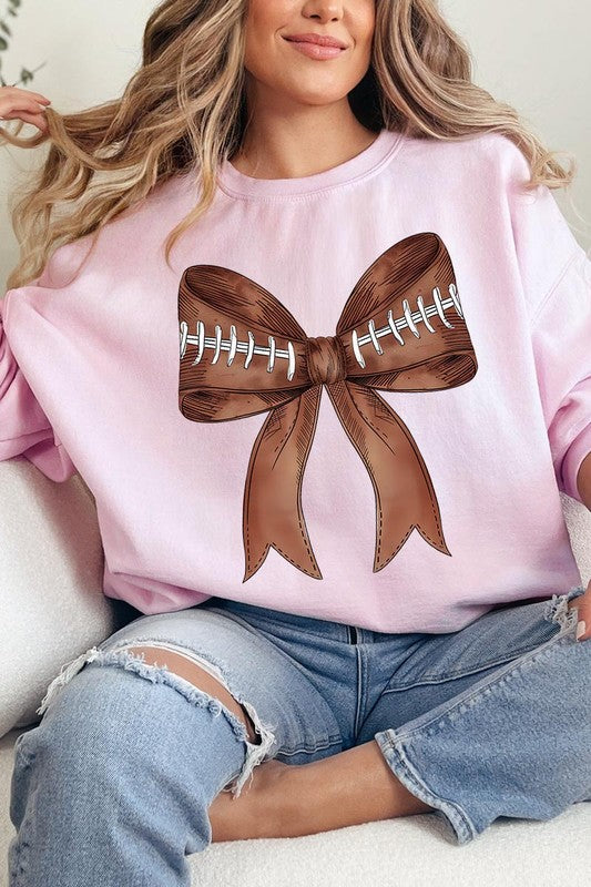 Coquette Football Bow Graphic Fleece Sweatshirts