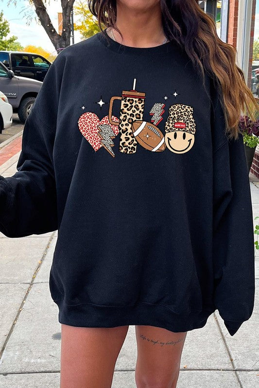 Boujee Cute Football Graphic Fleece Sweatshirts