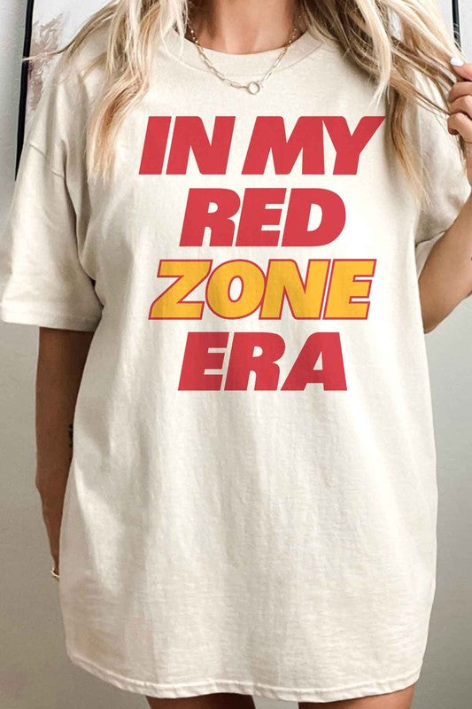 IN MY RED ZONE ERA FOOTBALL OVERSIZED GRAPHIC TEE