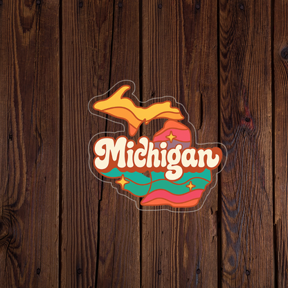 Retro State of Michigan Sticker