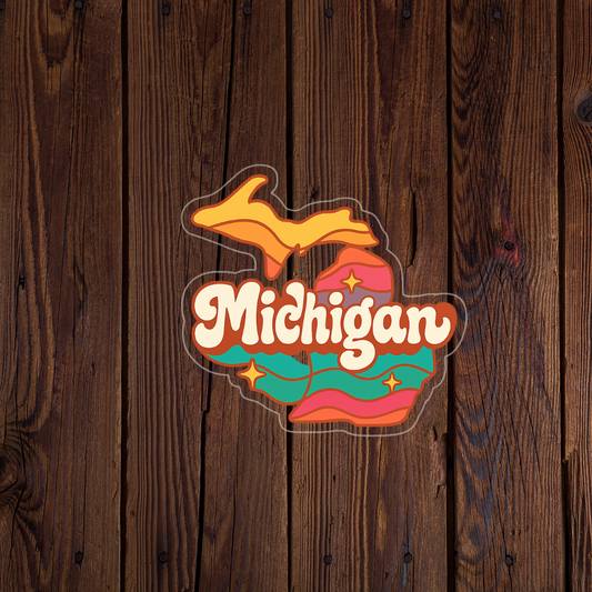 Retro State of Michigan Sticker