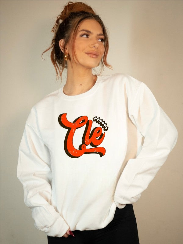 Brown/Orange Cle Game Day Crew Sweatshirt