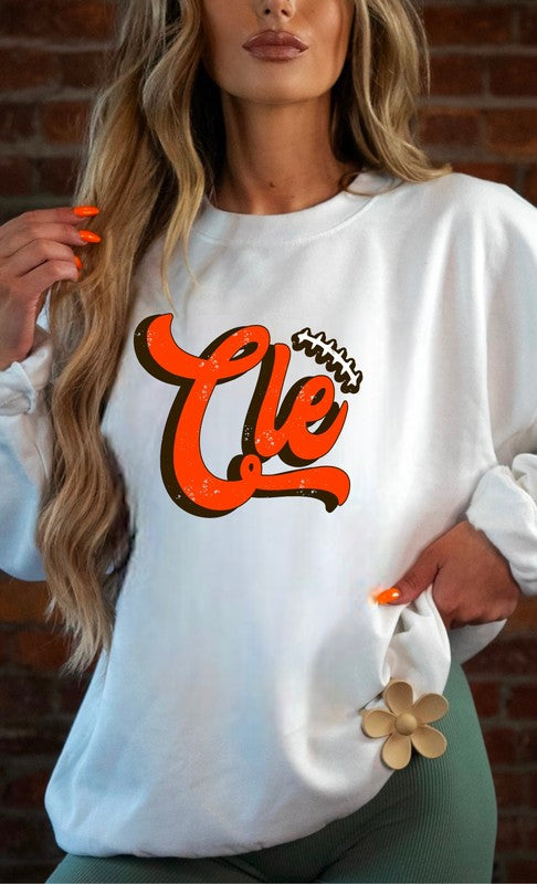 Brown/Orange Cle Game Day Crew Sweatshirt