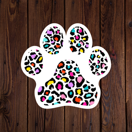 Colorful cheetah Paw Print Sticker