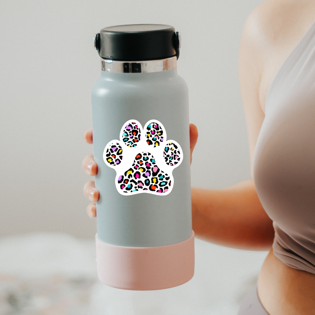 Colorful cheetah Paw Print Sticker