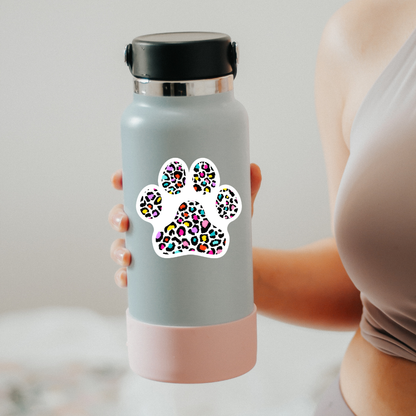Colorful cheetah Paw Print Sticker