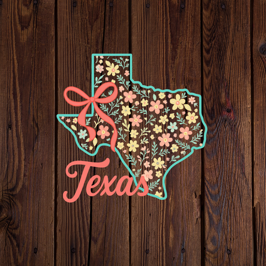 State of Texas Floral Sticker