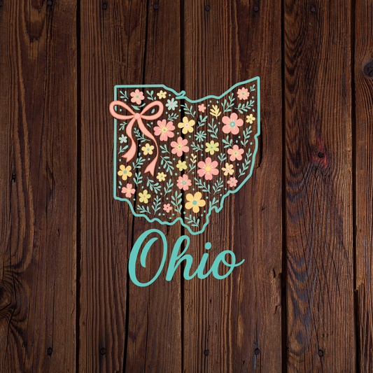 State of Ohio Floral Sticker