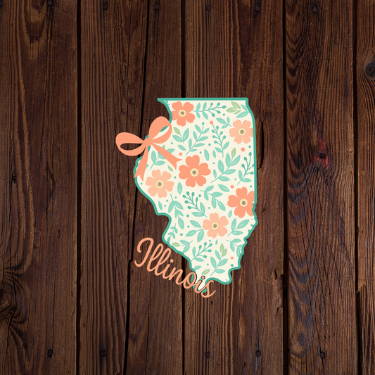 State of Illinois Floral Sticker