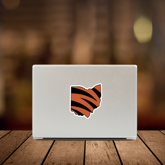 Orange and Black Bengal Stripes Ohio Sticker