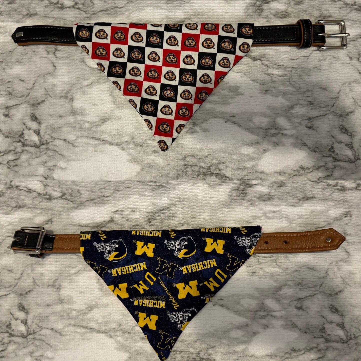 Reversible Collar Loop Pet Bandana Michigan and Ohio State