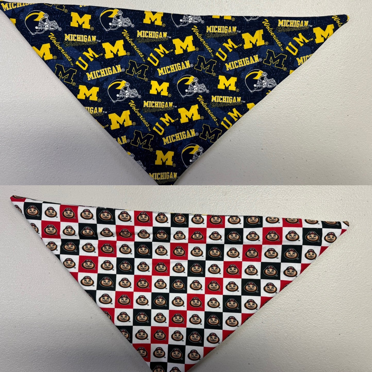 Reversible Michigan and Ohio State Pet Bandana