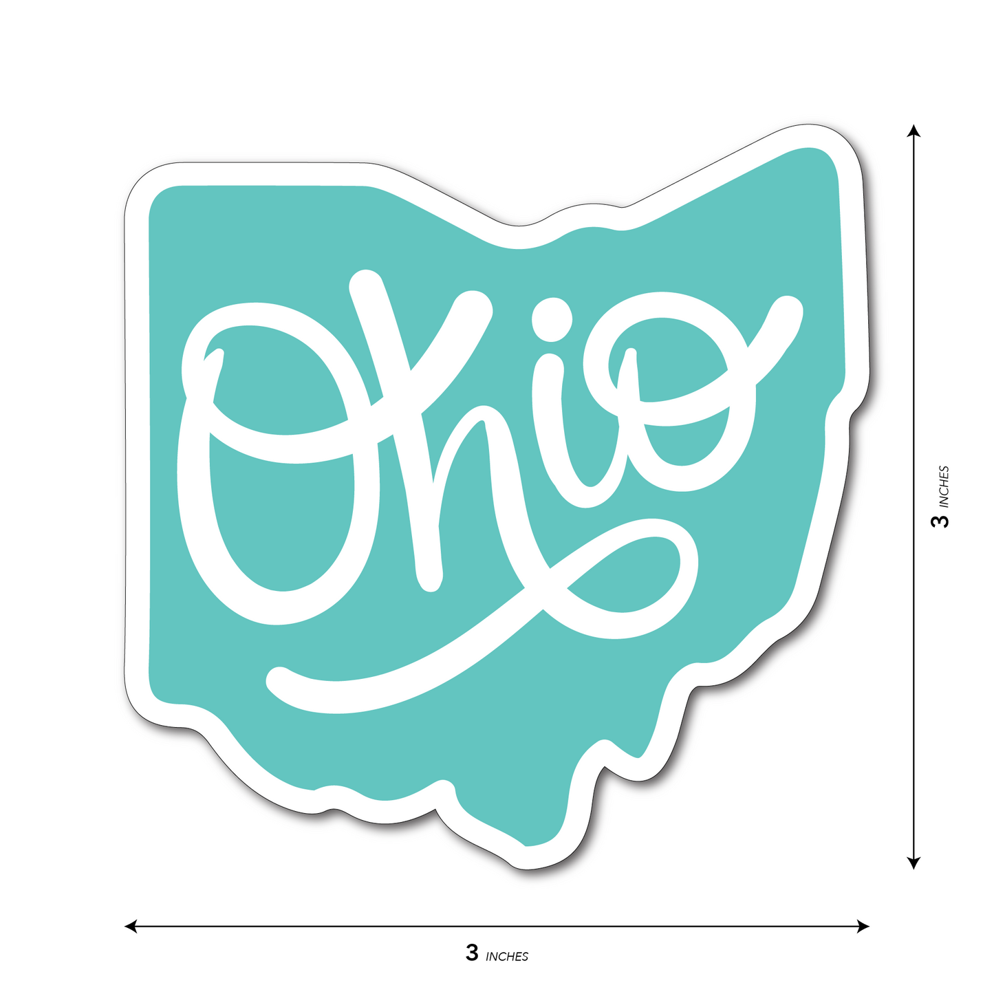 Teal Ohio Script Sticker