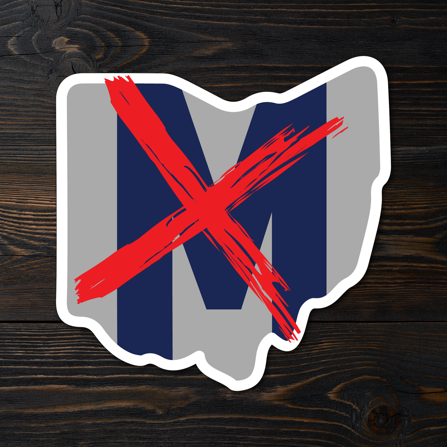 Cross out M Ohio Sticker