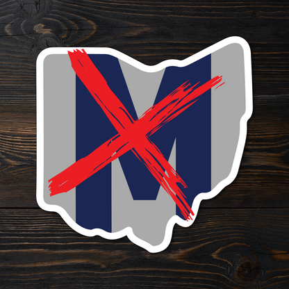 Cross out M Ohio Sticker