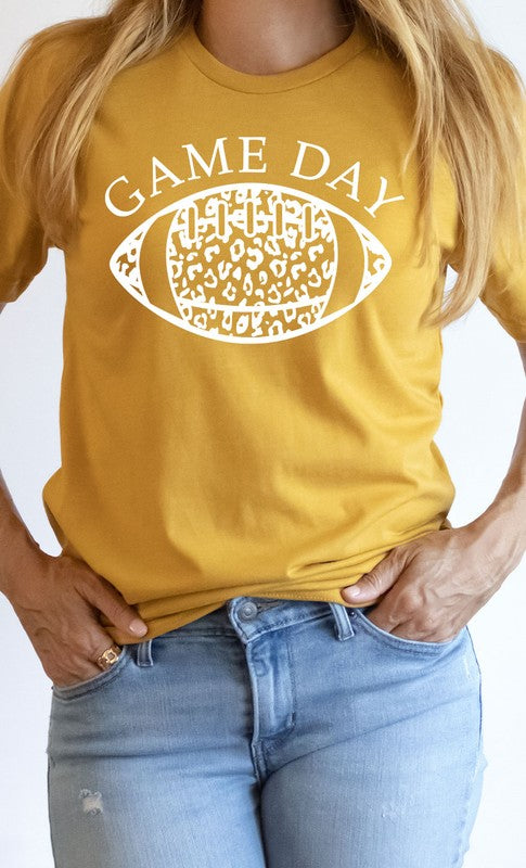 Game Day Leopard Spot White Football Graphic Tee